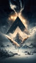 mysterious triangle huge structure at snow, generated AI Royalty Free Stock Photo