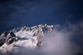 The mysterious Mount Hood peak is covered with snow and clouds at the same time Royalty Free Stock Photo