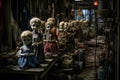 Mysterious Night in a Frozen Doll Workshop with Surreal, Otherworldly Aura