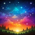 Mysterious Night Sky Clip Art with Colorful Gradation Royalty Free Stock Photo