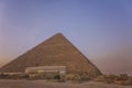 The Mortuary Temple Of Khufu at Giza Pyramid complex revealing part of the Pyramid of Khufu in the background  Giza. Royalty Free Stock Photo