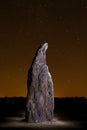 Prehistoric menhir in the night sky