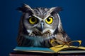 Mysterious Owl with Librarian\'s Glasses Portrait. Generative AI illustration