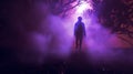 Mysterious Person In Purple Fog A Hauntingly Beautiful Photo