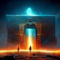 Mysterious portal of the city. Futuristic background. 3d rendering Generative AI