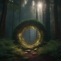 A mysterious portal opening in the middle of a dense forest, emitting an otherworldly light3