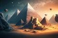 mysterious pyramids and ancient civilization , made with generative ai