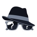 Mysterious Question Mark Character With Hat and Glasses Royalty Free Stock Photo