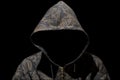 Hooded man on dark background Royalty Free Stock Photo