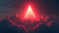 Mysterious Red Light Pyramid Emerges from Dark, Dramatic Clouds Royalty Free Stock Photo