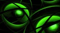 Mysterious ribbons of neon green weave through the darkness, forming an elegant dance of light and shadow that sparks Royalty Free Stock Photo