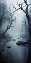 Mysterious River Flowing Through Enchanting Forest - A Macabre Romanticism