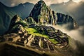Mysterious ruins of the ancient city of Machu Picchu, Machu Picchu, Peru, AI Generated