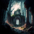 mysterious ruins in the forest Royalty Free Stock Photo