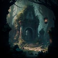 mysterious ruins in the forest Royalty Free Stock Photo