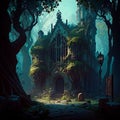 mysterious ruins in the forest Royalty Free Stock Photo