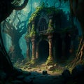 mysterious ruins in the forest Royalty Free Stock Photo