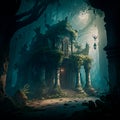 mysterious ruins in the forest Royalty Free Stock Photo