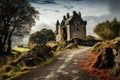 Mysterious Scot scottish castle. Generate Ai Royalty Free Stock Photo