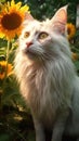 Mysterious Shimmering White Maincoon Cat Cub Exploring Close-Up.