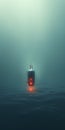 Mysterious Ship Floating In Fog With Red Light - Industrial Design Meets Nuclear Art