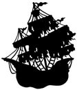 Mysterious ship silhouette Royalty Free Stock Photo