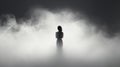 Mysterious Silhouette Emerging From Thick White Fog