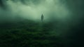 Mysterious Silhouette In Green Fog - Dark And Atmospheric Artwork