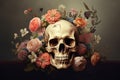 Mysterious Skull flowers art. Generate Ai