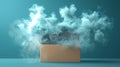 Mysterious Smoke Emerging from an Open Cardboard Box Royalty Free Stock Photo
