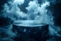 Mysterious Smoky Platform in Dark Atmospheric Setting for Futuristic Design Generative AI