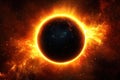 Mysterious solar eclipse with fiery corona in deep space phenomenon Royalty Free Stock Photo