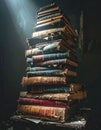 Mysterious Stack of Ancient Tomes Royalty Free Stock Photo
