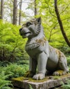 Mysterious stone animal statue in nature. Royalty Free Stock Photo