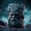 mysterious stone face in the cosmos Royalty Free Stock Photo