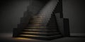 Mysterious Stone Stairs in the Darkness. Perfect for Cinematic Accents.