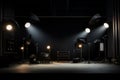 Mysterious Studio lighting room isolated on black. Generate Ai