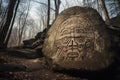 mysterious symbols carved on mountain rocks