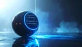 Mysterious Tech Sphere with Blue Neon Light Royalty Free Stock Photo