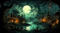 Mysterious Twilight Surreal Halloween Graveyard Wallpaper with a Gothic Touch Royalty Free Stock Photo