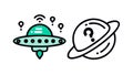 Mysterious UFO Icon, Unidentified Flying Object, vector design Generative AI Royalty Free Stock Photo