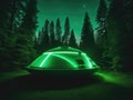 Mysterious UFO Sighting in Enchanted Forest against the vibrant foliage Royalty Free Stock Photo