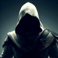 A mysterious unidentified man. The assassin creed. Royalty Free Stock Photo