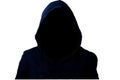 Mysterious, unknown person in the hood. Danger in darkness with clipping path