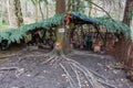 Mysterious and unusual fairy grotto hidden in woodland. Etherow Country Park, Stockport, Cheshire, UK Royalty Free Stock Photo