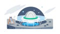 UFO Over Research Facility, Alien Research Speculation, vector design Generative AI Royalty Free Stock Photo