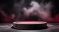 Mysterious white red smoke spotlight ai generated stage podium mockup Royalty Free Stock Photo