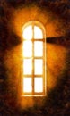 Mysterious window. Painted abstract illustration. Royalty Free Stock Photo