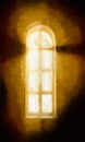 Mysterious window. Painted abstract illustration. Royalty Free Stock Photo