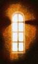 Mysterious window. Painted abstract illustration. Royalty Free Stock Photo